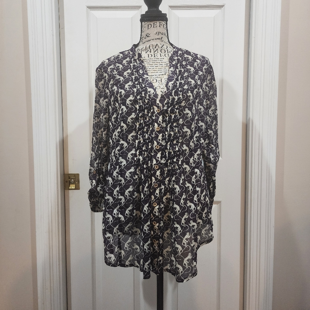 Maeve Black and White Floral Blouse - Picture 3 of 9